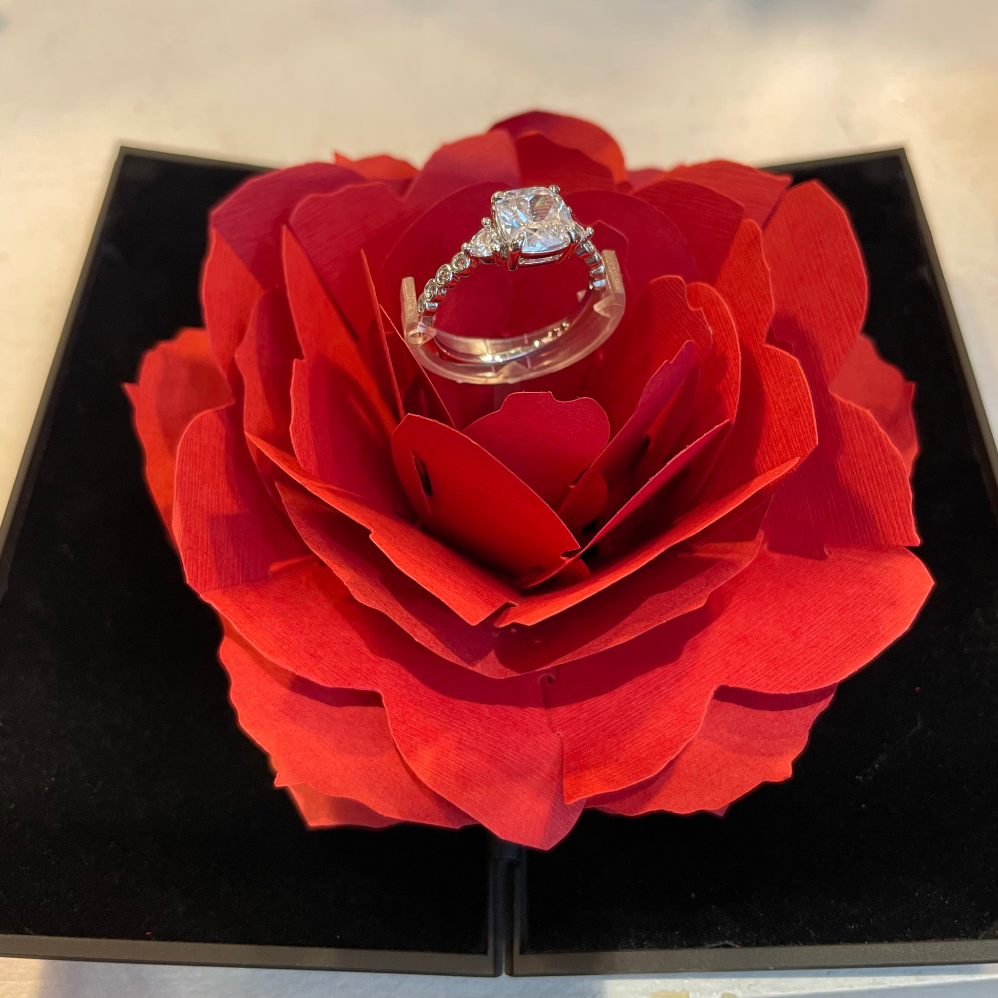 Engagement ring 2025 holder rose